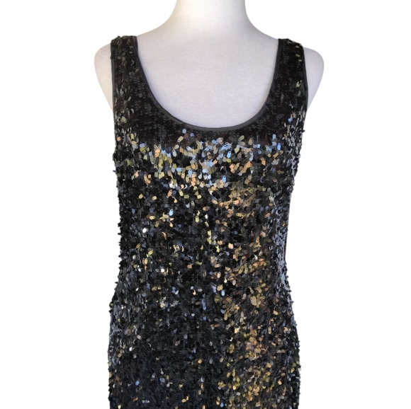 Nordstrom JS Boutique Black All Over Sequin Sheath Midi Dress Size 10 - Picture 3 of 9